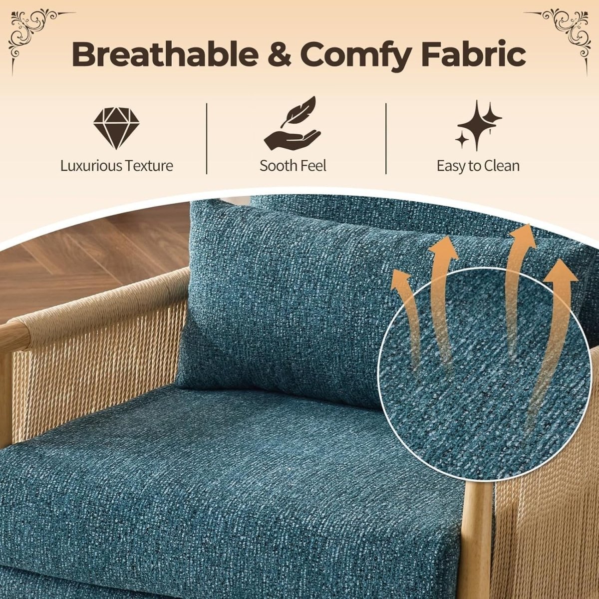Mid-Century Modern Accent Chair with Cushioned Seat & Solid Wood Armrests - Kwikley