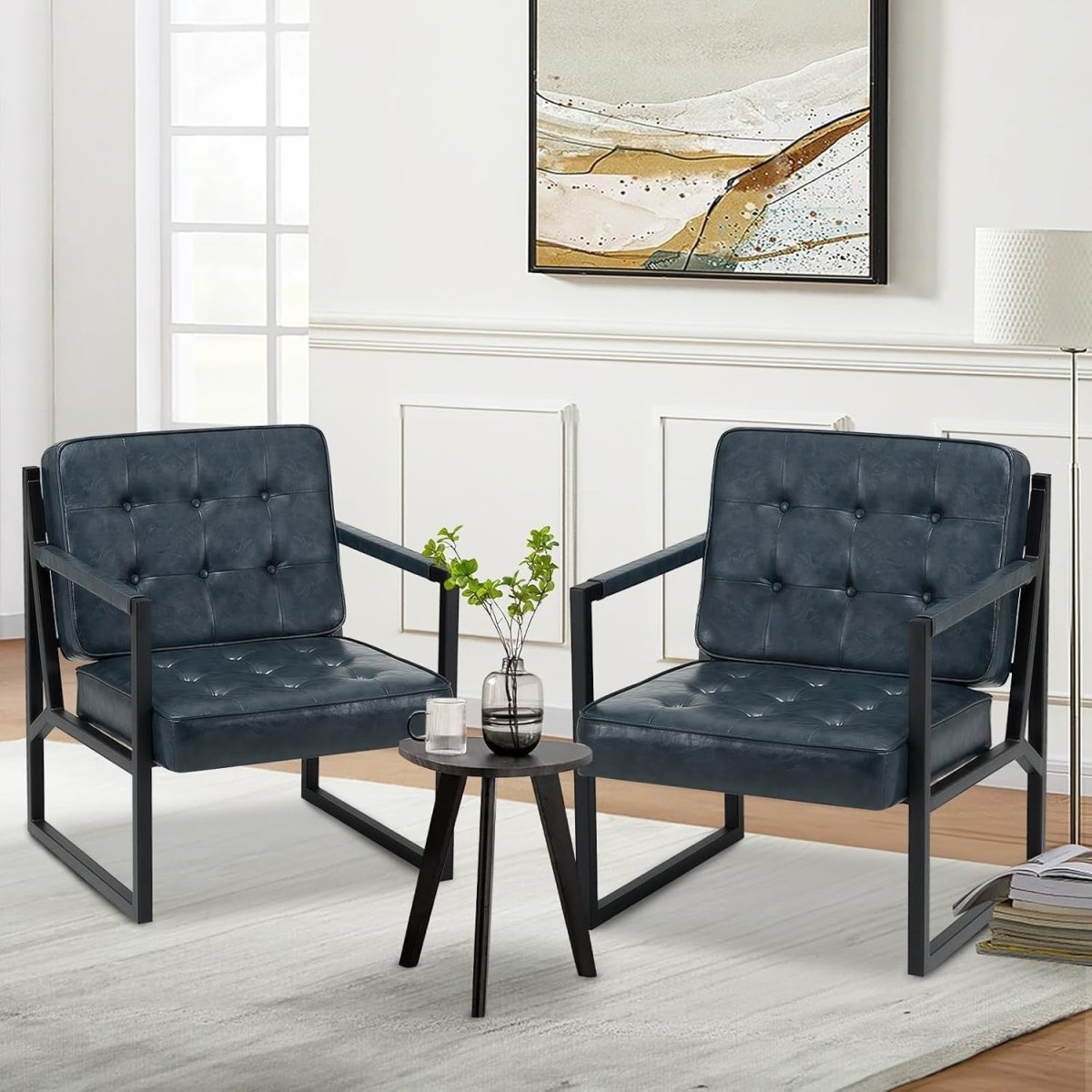 Mid Century Modern Faux Leather Accent Chair – Lounge Armchair for Living Room - Kwikley