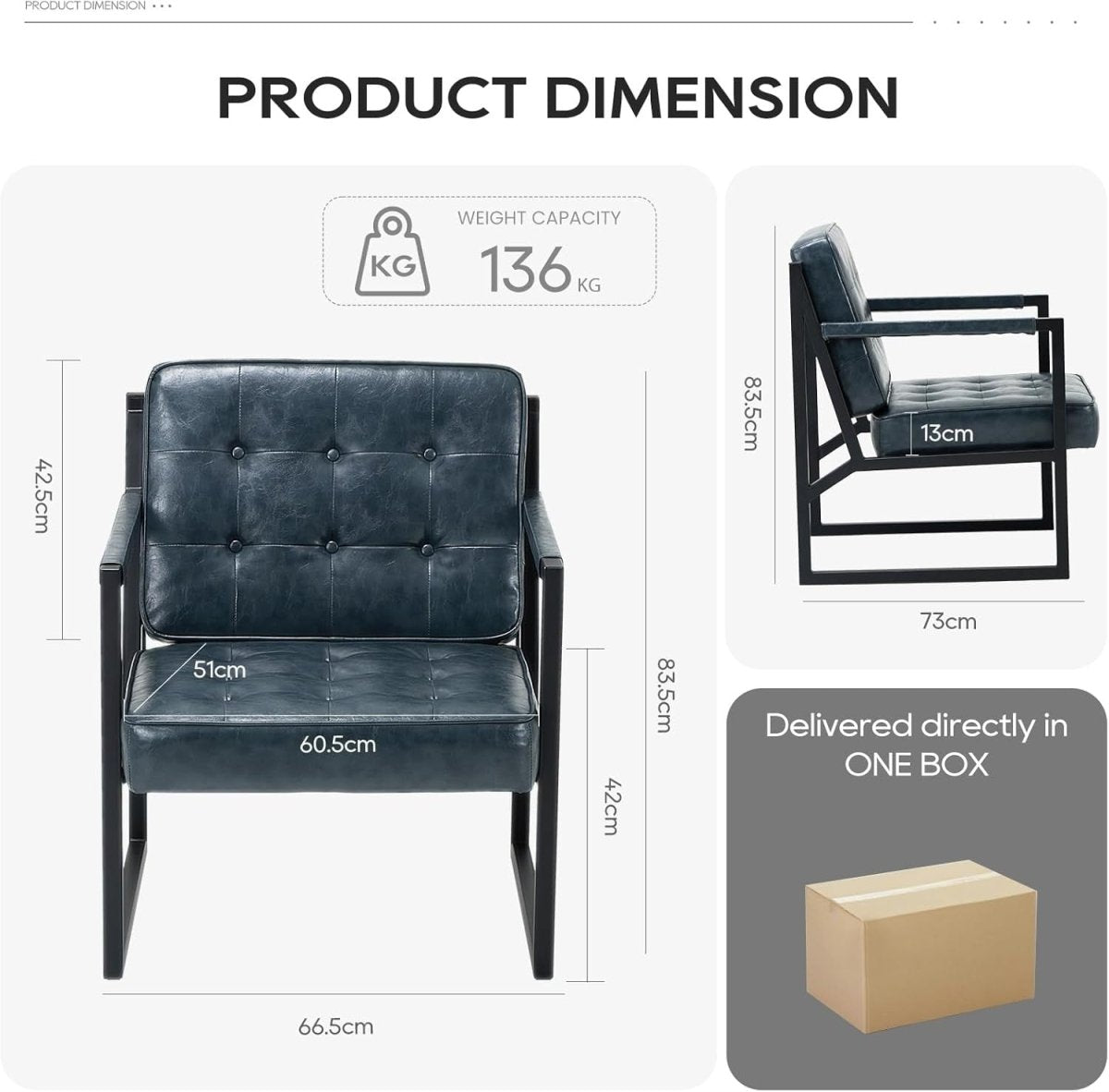 Mid Century Modern Faux Leather Accent Chair – Lounge Armchair for Living Room - Kwikley