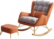 Mid - Century Modern Rocking Chair & Ottoman Set with Lumbar Pillow, Recliner - Kwikley