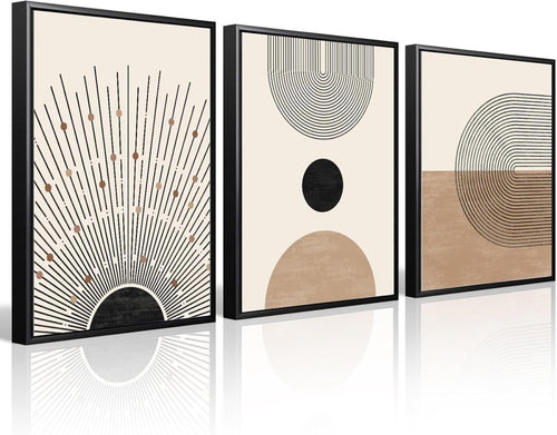 Mid Century Modern Wall Art Set of 3 Framed 16x24in - Kwikley