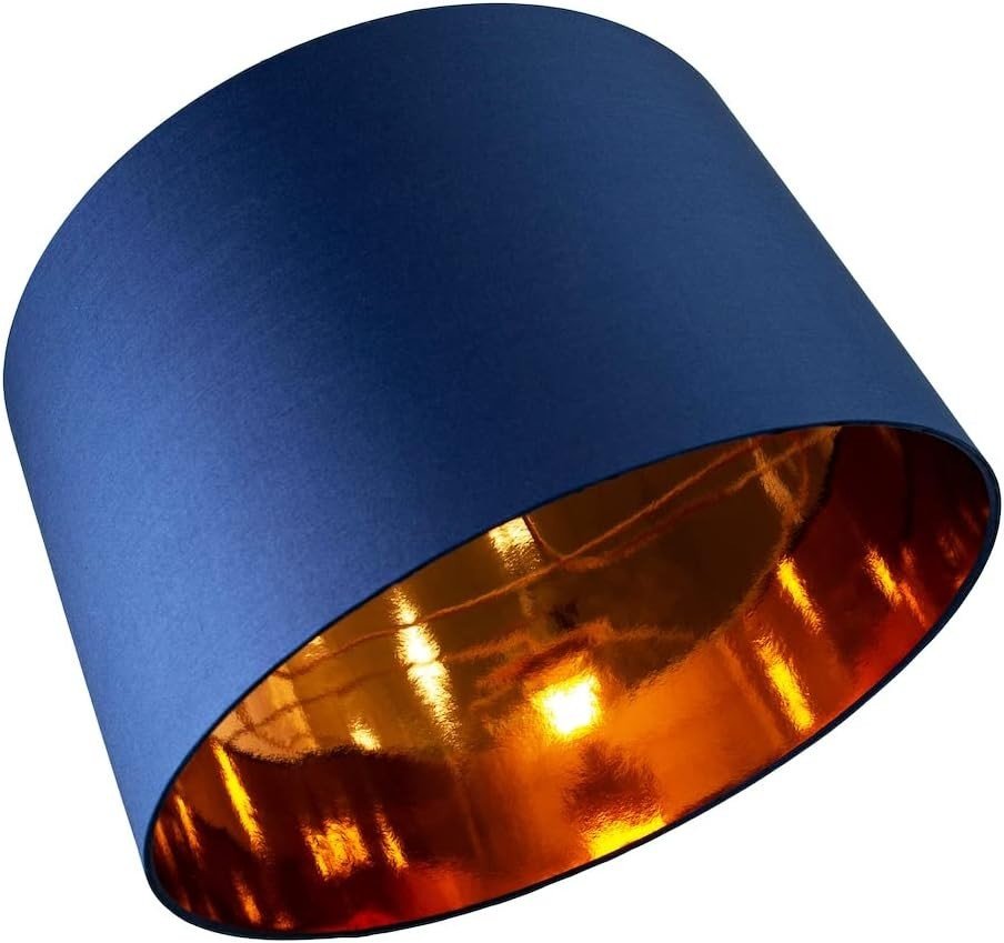 Midnight Blue Drum Lampshade 50cm Copper Inner Floor Pendant Shade - Kwikley