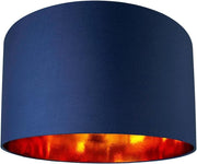 Midnight Blue Drum Lampshade 50cm Copper Inner Floor Pendant Shade - Kwikley