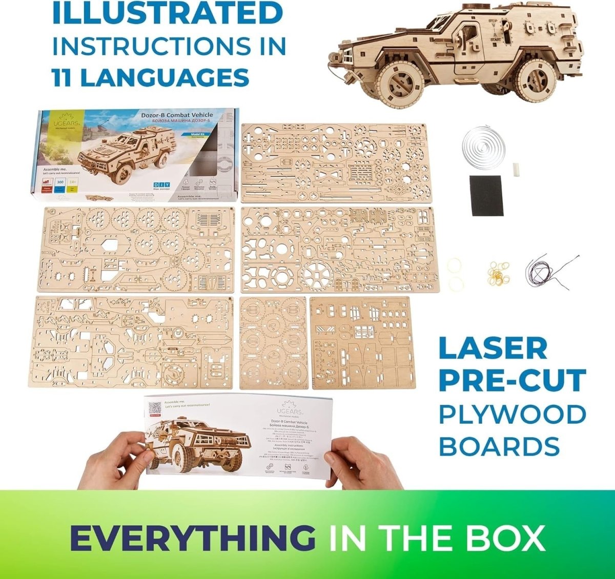 Military APC 3D Wooden Puzzle 300PCS Armored Vehicle Model Kit DIY - Kwikley