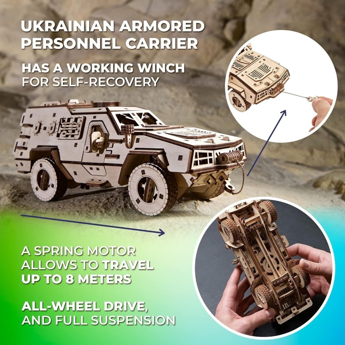 Military APC 3D Wooden Puzzle 300PCS Armored Vehicle Model Kit DIY - Kwikley