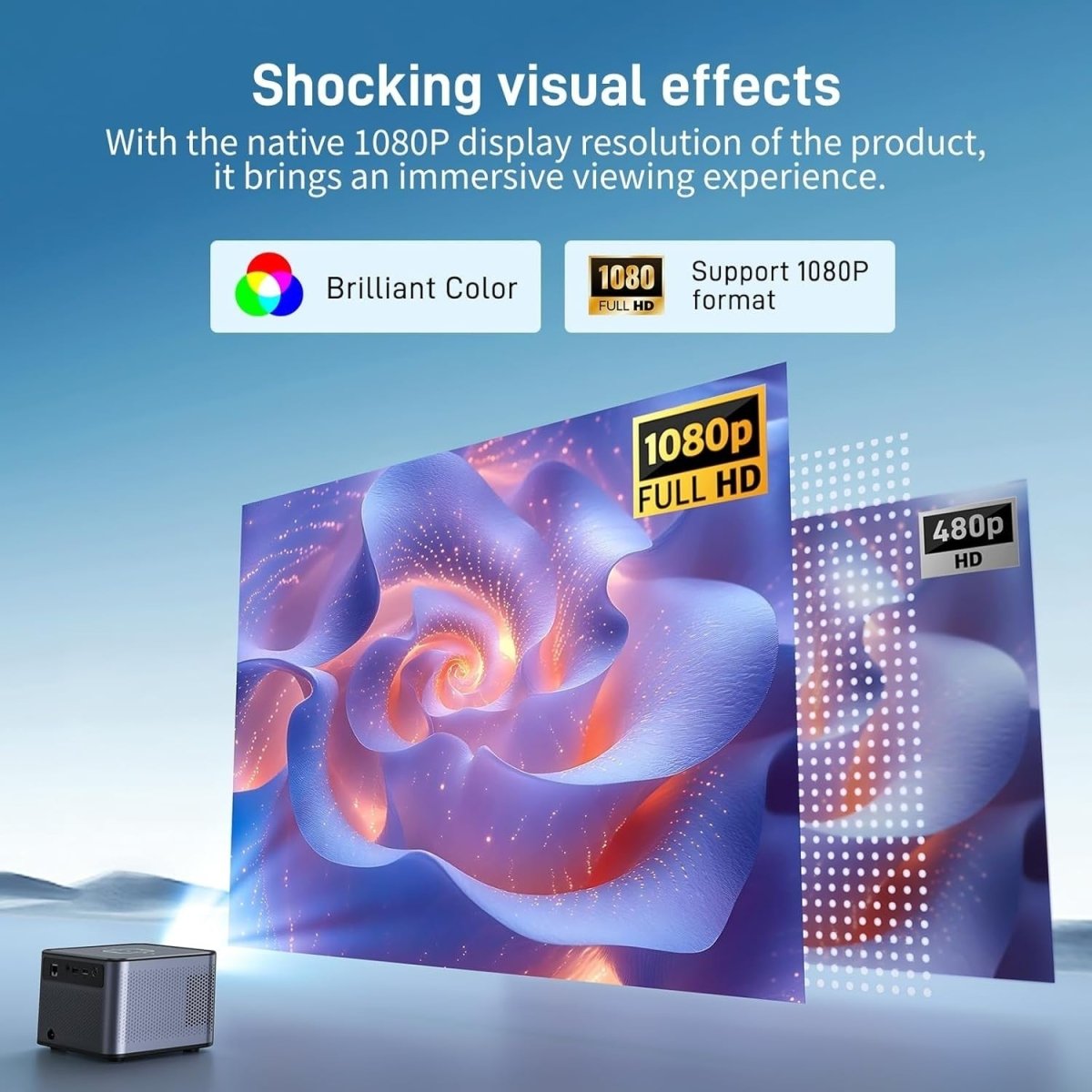 Mini 1080P Smart Projector 4K WiFi Bluetooth Portable Home Cinema - Kwikley
