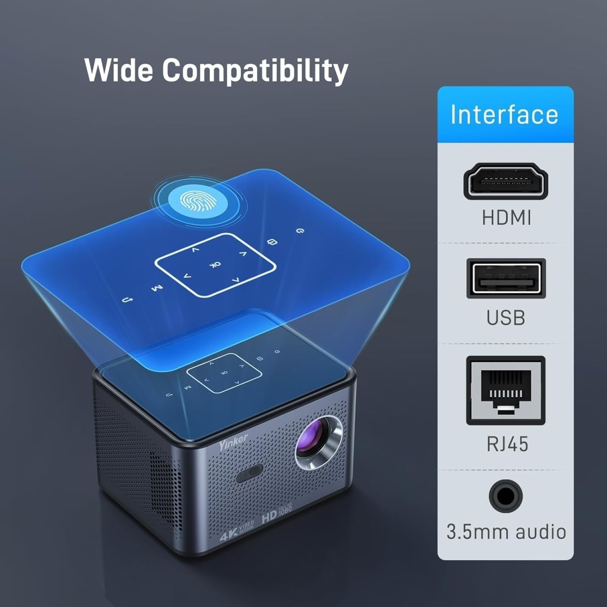 Mini 1080P Smart Projector 4K WiFi Bluetooth Portable Home Cinema - Kwikley