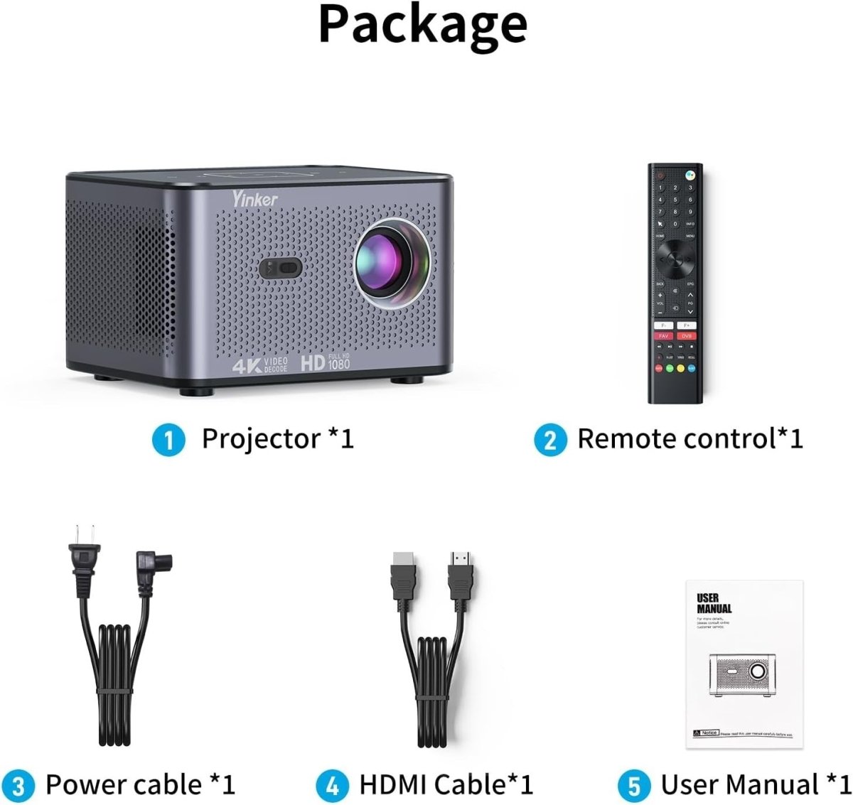 Mini 1080P Smart Projector 4K WiFi Bluetooth Portable Home Cinema - Kwikley