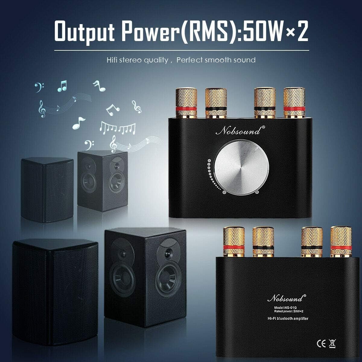 Mini Bluetooth Stereo Amplifier 50W x2 HiFi USB AUX - Kwikley