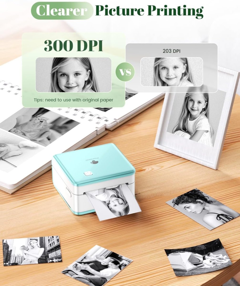 Mini Bluetooth Thermal Sticker Printer 300DPI Green - Kwikley