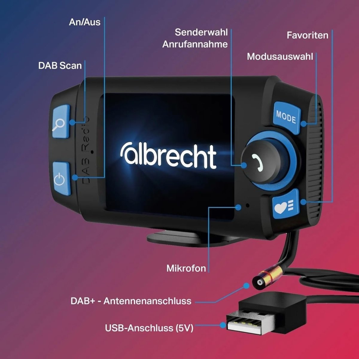 Mini DAB+ Bluetooth Car Radio Adapter Stream Music Hands - Free - Kwikley