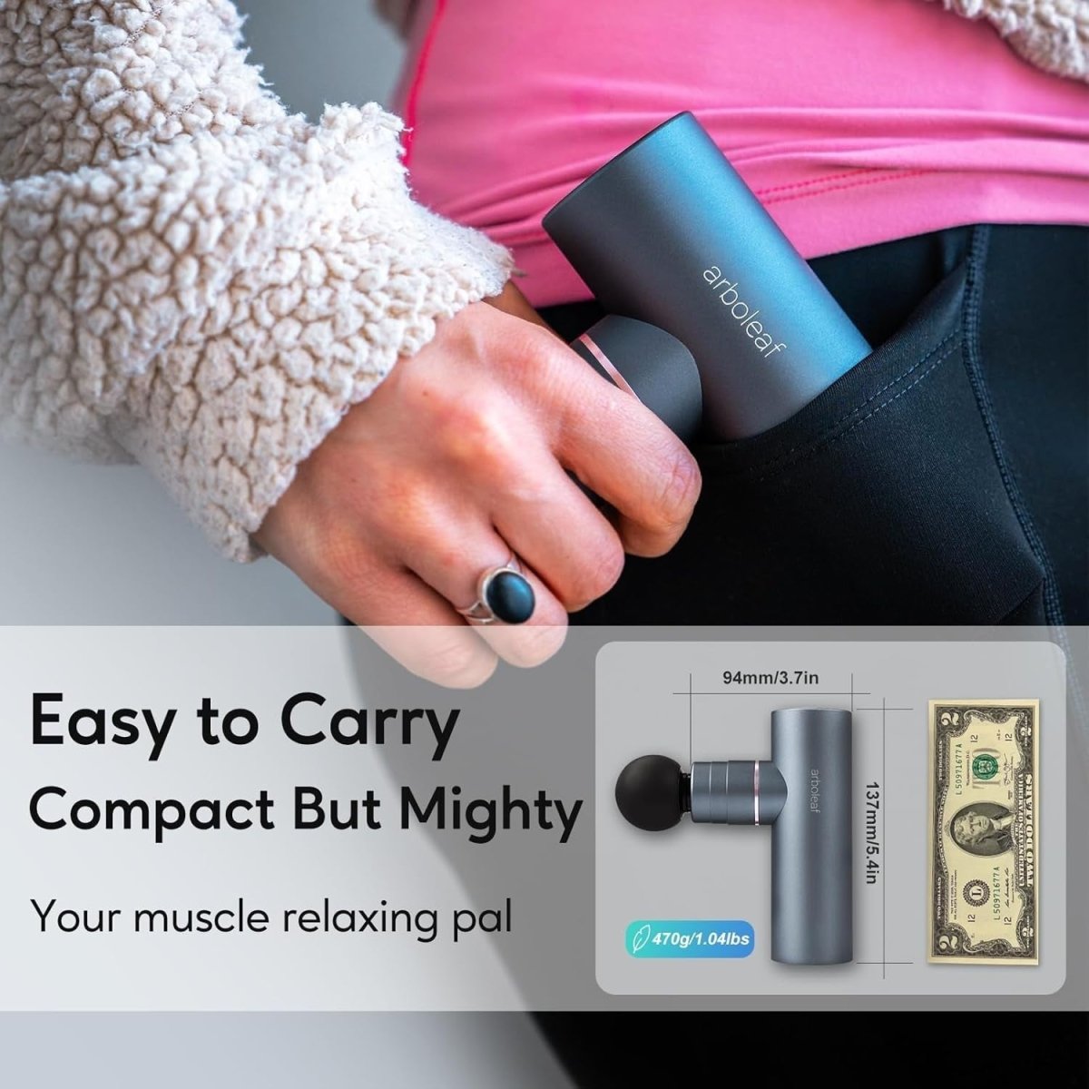 Mini Deep Tissue Massage Gun 5 Speed Quiet 3200RPM Muscle Recovery Travel - Kwikley