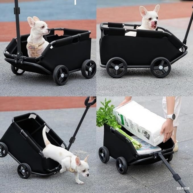 Mini Dog Pram Folding Pet Stroller for Small Dogs Cats Travel Pushchair 4 Wheel - Kwikley