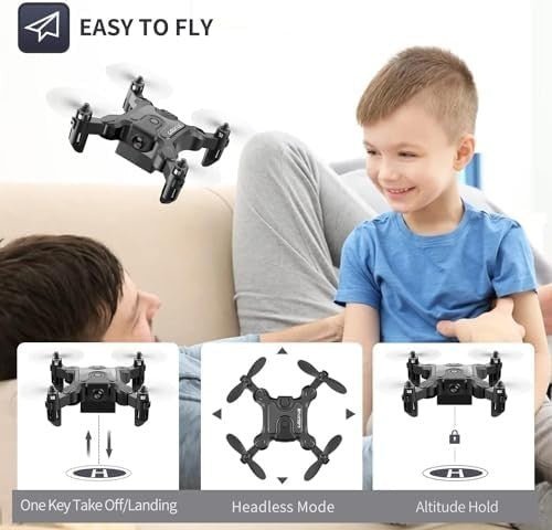 Mini Drone with Camera 720p, Foldable RC Quadcopter for Kids & Beginners - Kwikley