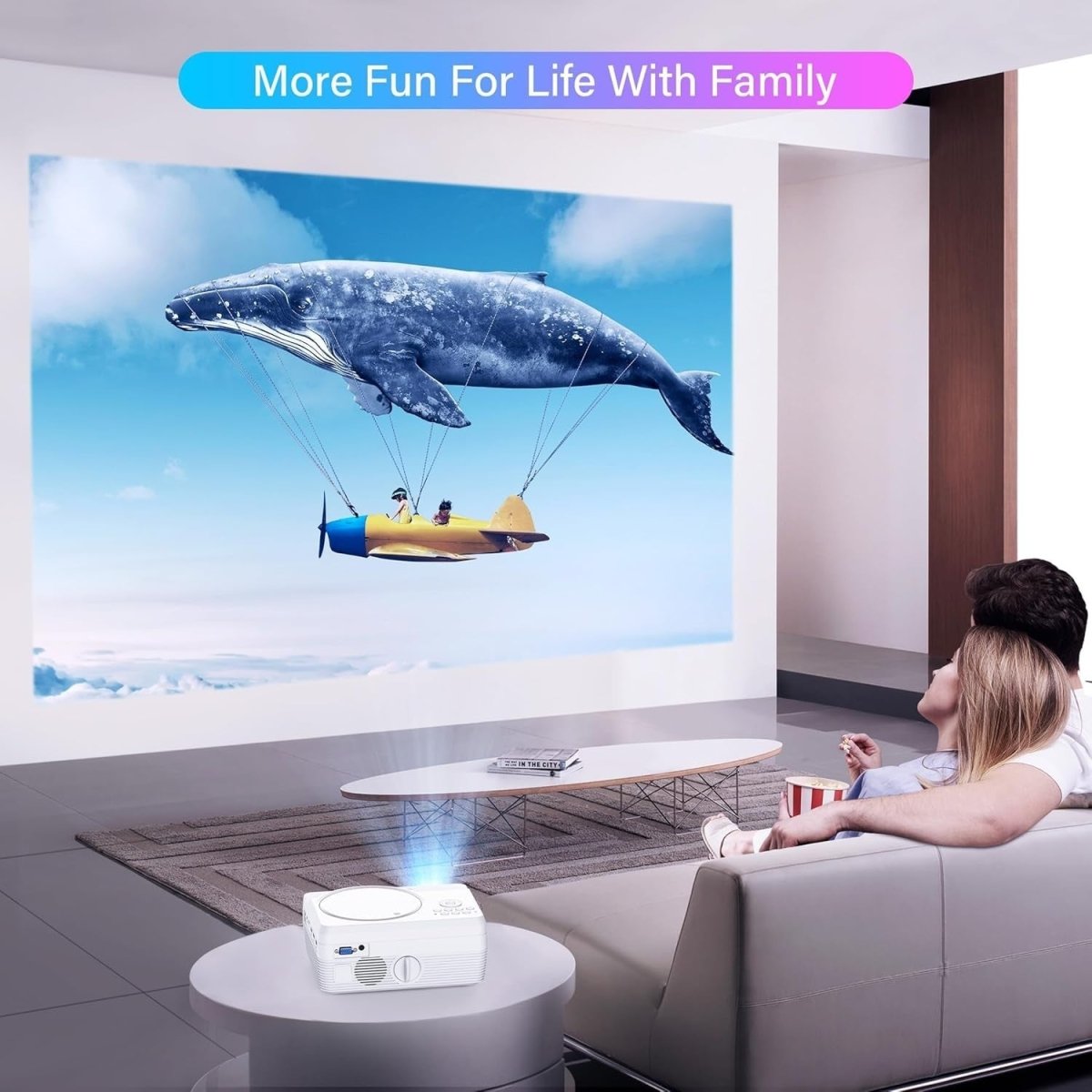 Mini DVD Projector 1080P 8000LM WiFi Bluetooth 250” HDMI USB - Kwikley