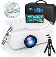 Mini DVD Projector 1080P 8000LM WiFi Bluetooth 250” HDMI USB - Kwikley