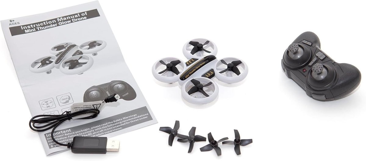 Mini LED Glow Drone 2.4GHz Remote Control RC Quad – Long Flight Time, 3 Speed - Kwikley