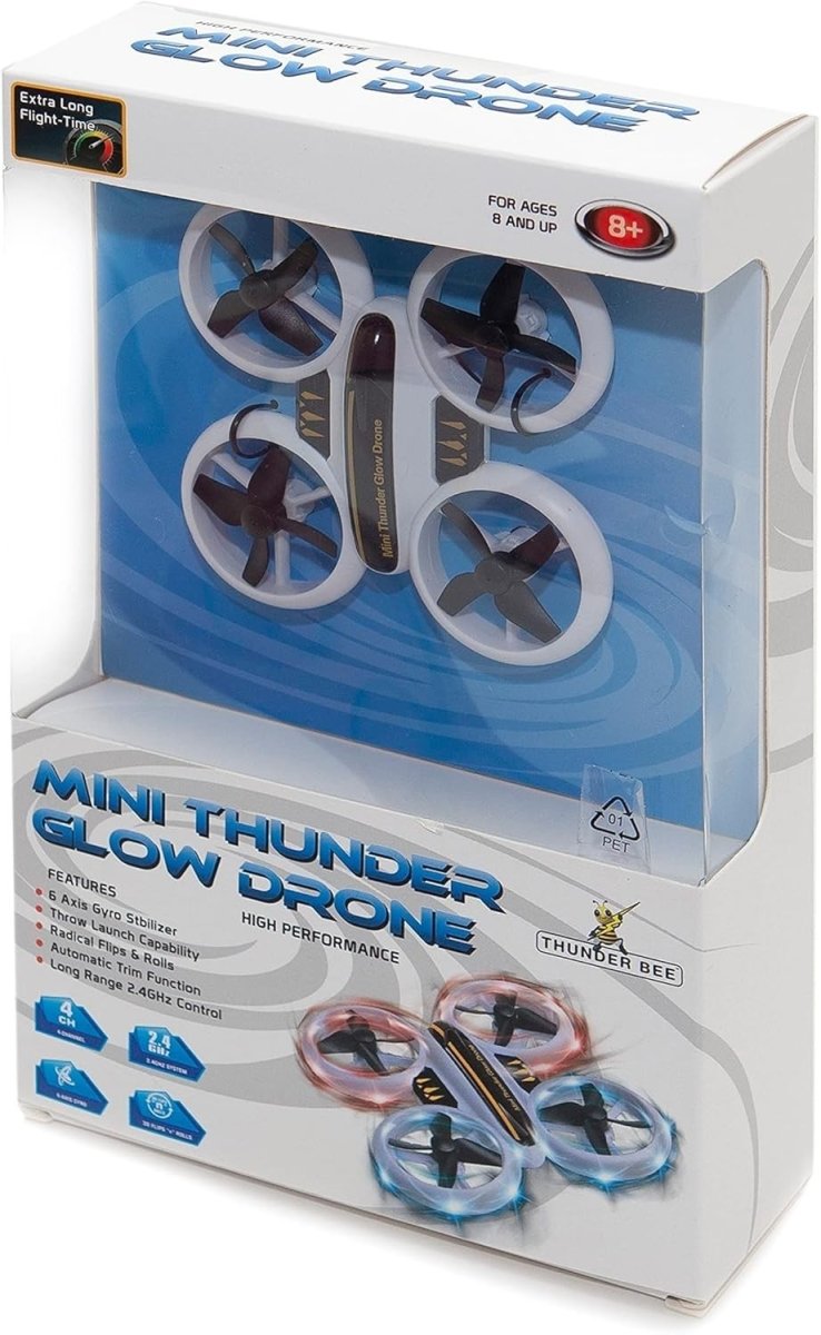 Mini LED Glow Drone 2.4GHz Remote Control RC Quad – Long Flight Time, 3 Speed - Kwikley