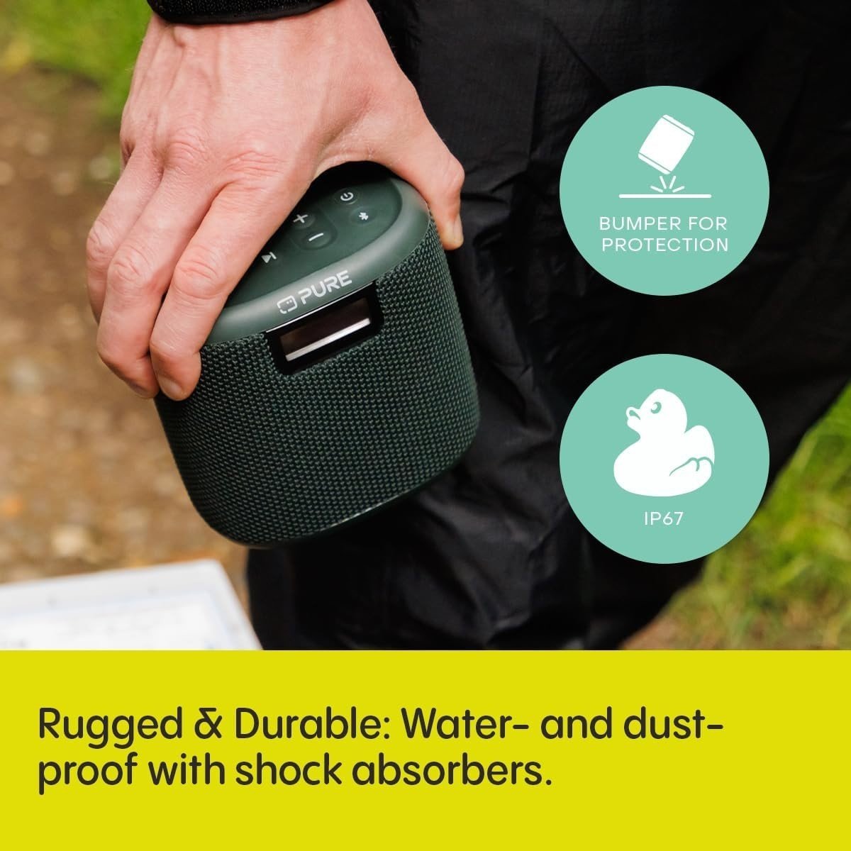 Mini Outdoor Bluetooth Speaker DAB+/FM Waterproof IP67 17h Battery - Kwikley