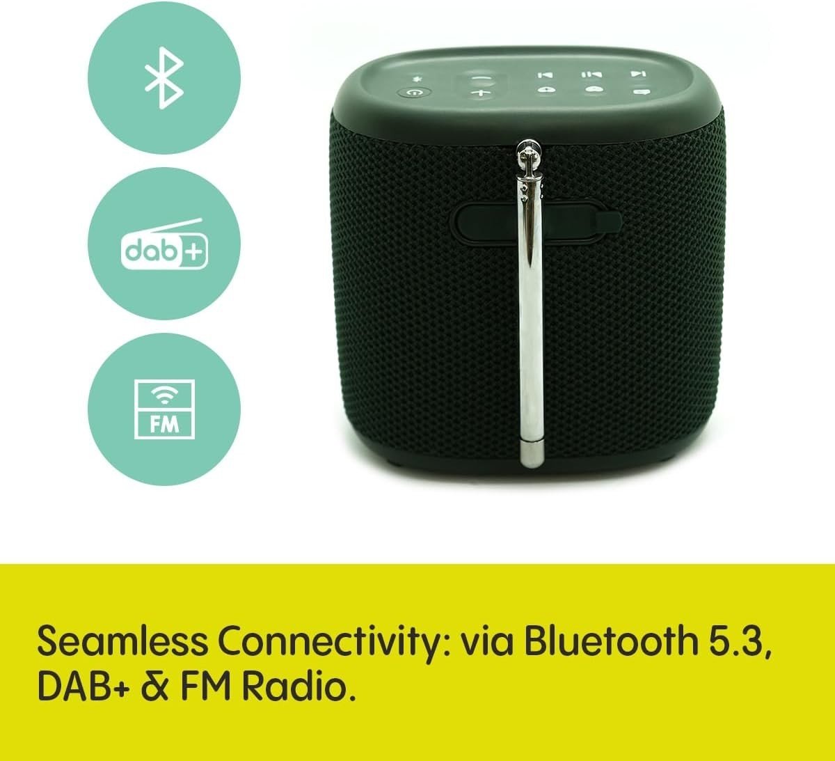 Mini Outdoor Bluetooth Speaker DAB+/FM Waterproof IP67 17h Battery - Kwikley