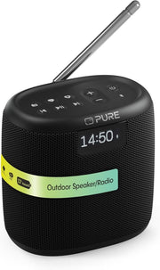 Mini Outdoor Bluetooth Speaker DAB+/FM Waterproof IP67 17h Battery Black - Kwikley