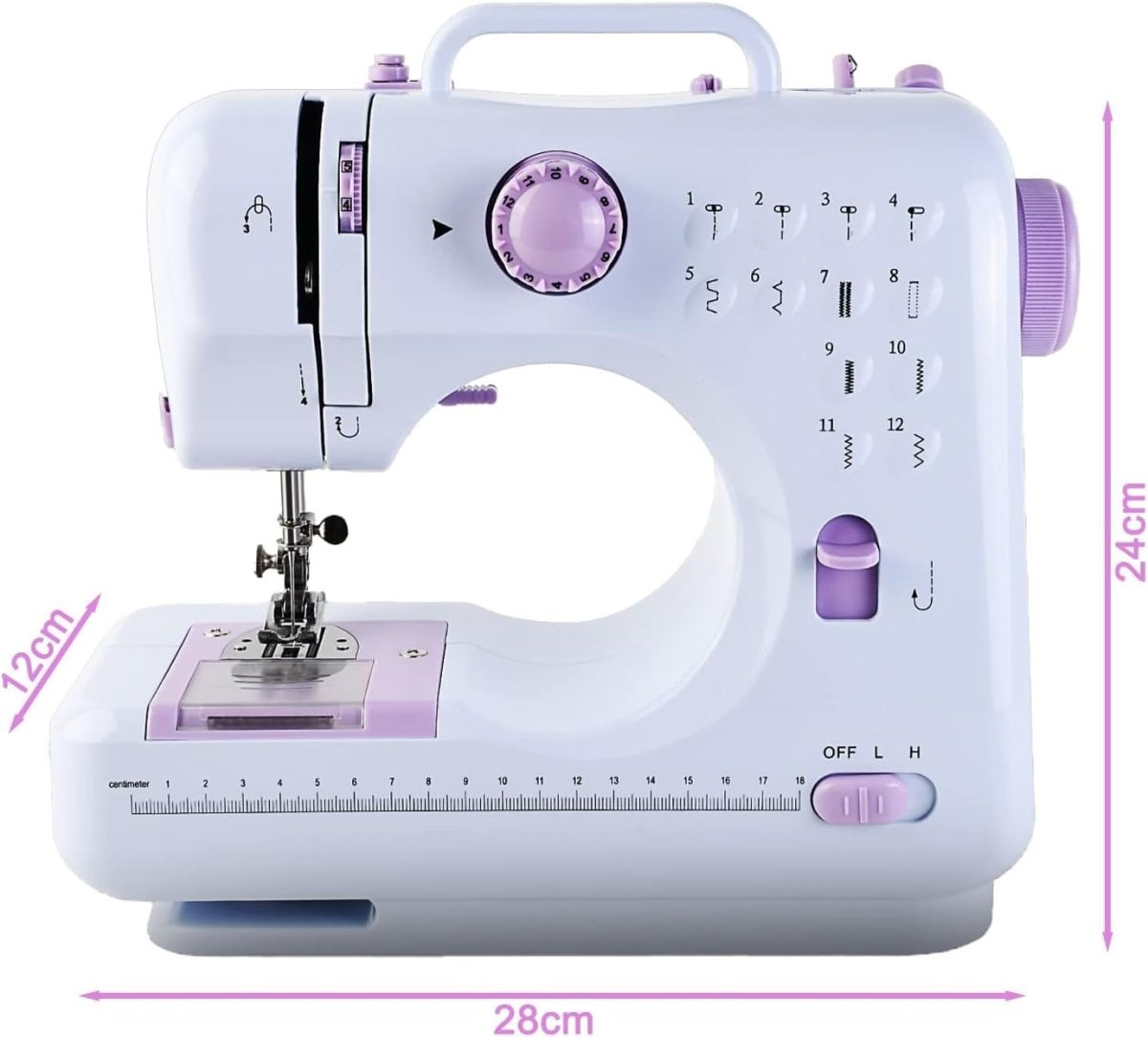 Mini Sewing Machine 12 Stitch Double Speed Foot Pedal Reverse Sew - Kwikley