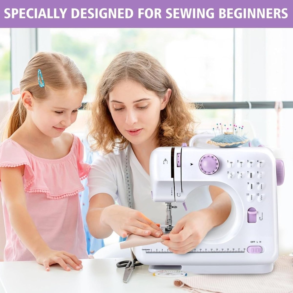 Mini Sewing Machine 12 Stitch Double Speed Reverse Stitch UK Plug - Kwikley