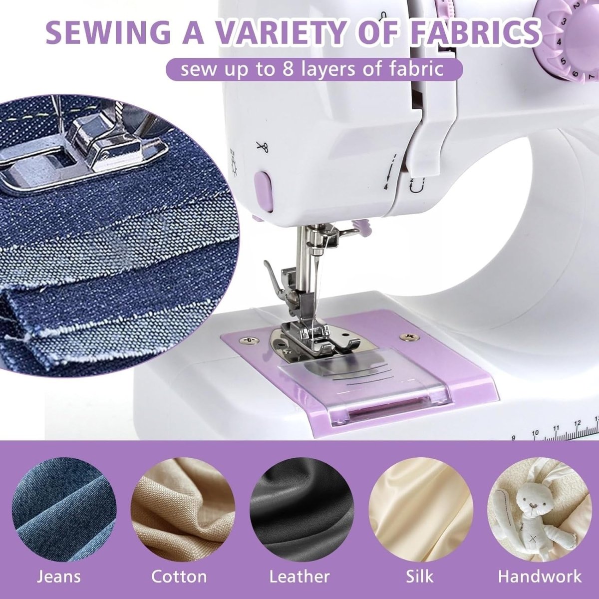 Mini Sewing Machine 12 Stitch Double Speed Reverse Stitch UK Plug - Kwikley