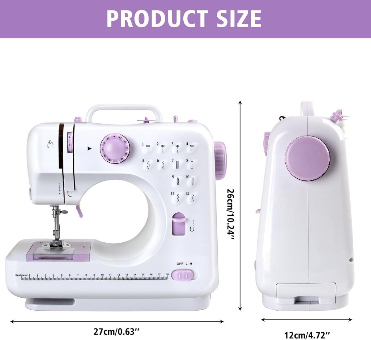 Mini Sewing Machine 12 Stitch Double Speed Reverse Stitch UK Plug - Kwikley