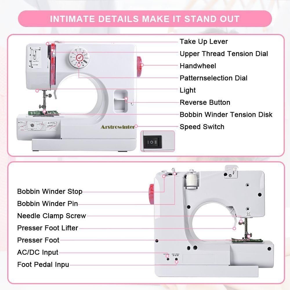 Mini Sewing Machine 12 Stitch Portable Electric Craft Repair Machine - Kwikley
