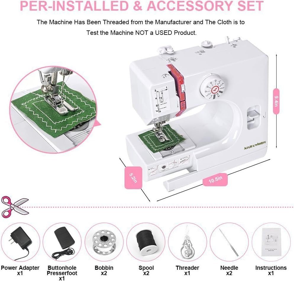 Mini Sewing Machine 12 Stitch Portable Electric Craft Repair Machine - Kwikley