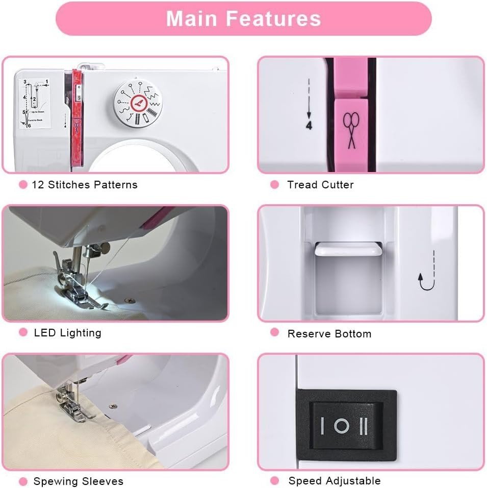 Mini Sewing Machine 12 Stitch Portable Electric Craft Repair Machine - Kwikley