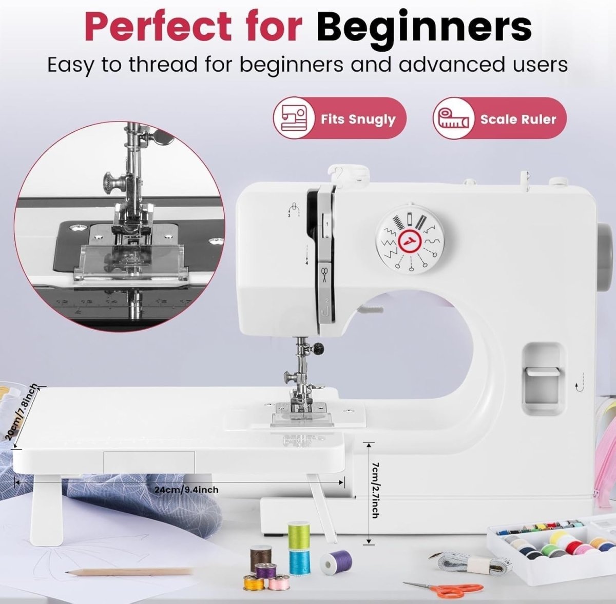 Mini Sewing Machine 12 Stitch Portable Electric Dual Speed Foot Pedal - Kwikley
