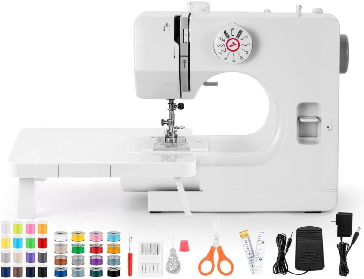 Mini Sewing Machine 12 Stitch Portable Electric Dual Speed Foot Pedal - Kwikley