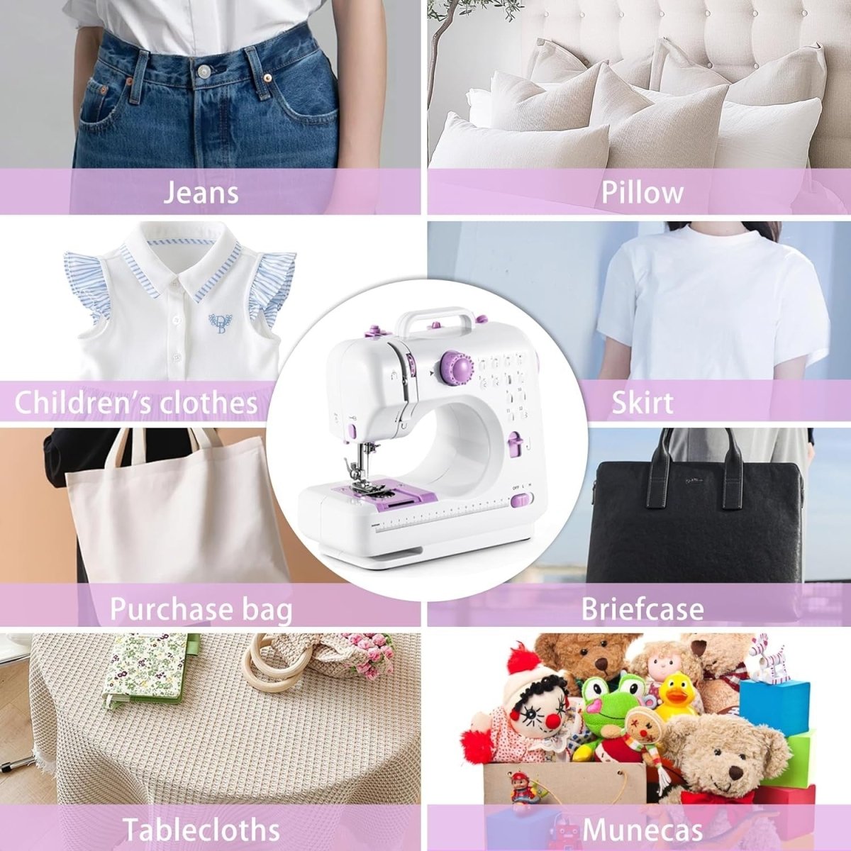 Mini Sewing Machine 12 Stitch Portable Electric LED Light Sewing Kit - Kwikley