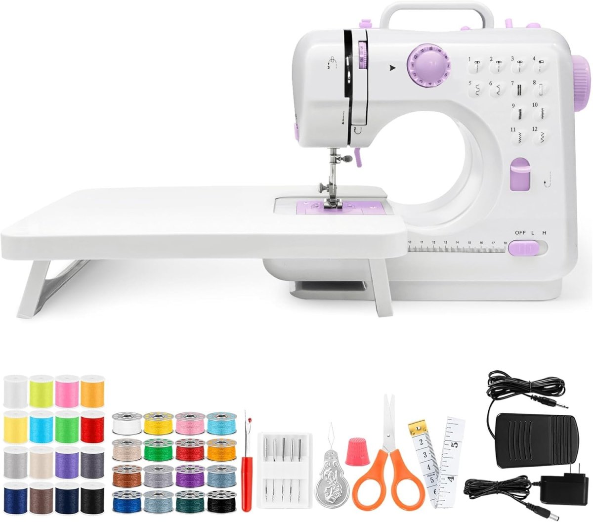 Mini Sewing Machine 12 Stitch Portable Electric LED Light Sewing Kit - Kwikley