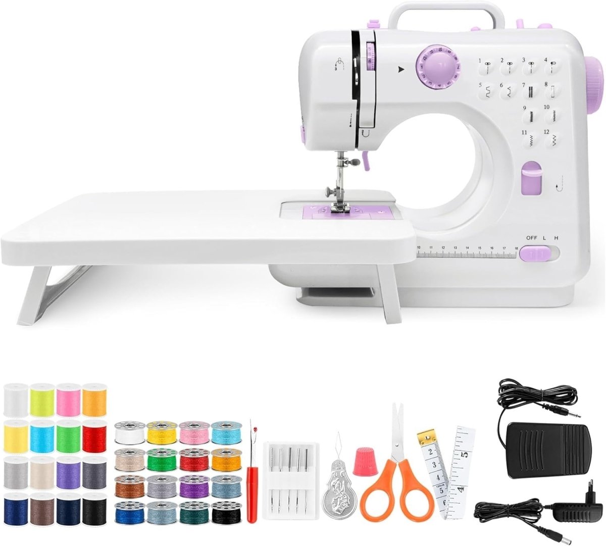 Mini Sewing Machine 12 Stitch Portable Electric LED Light Sewing Kit - Kwikley