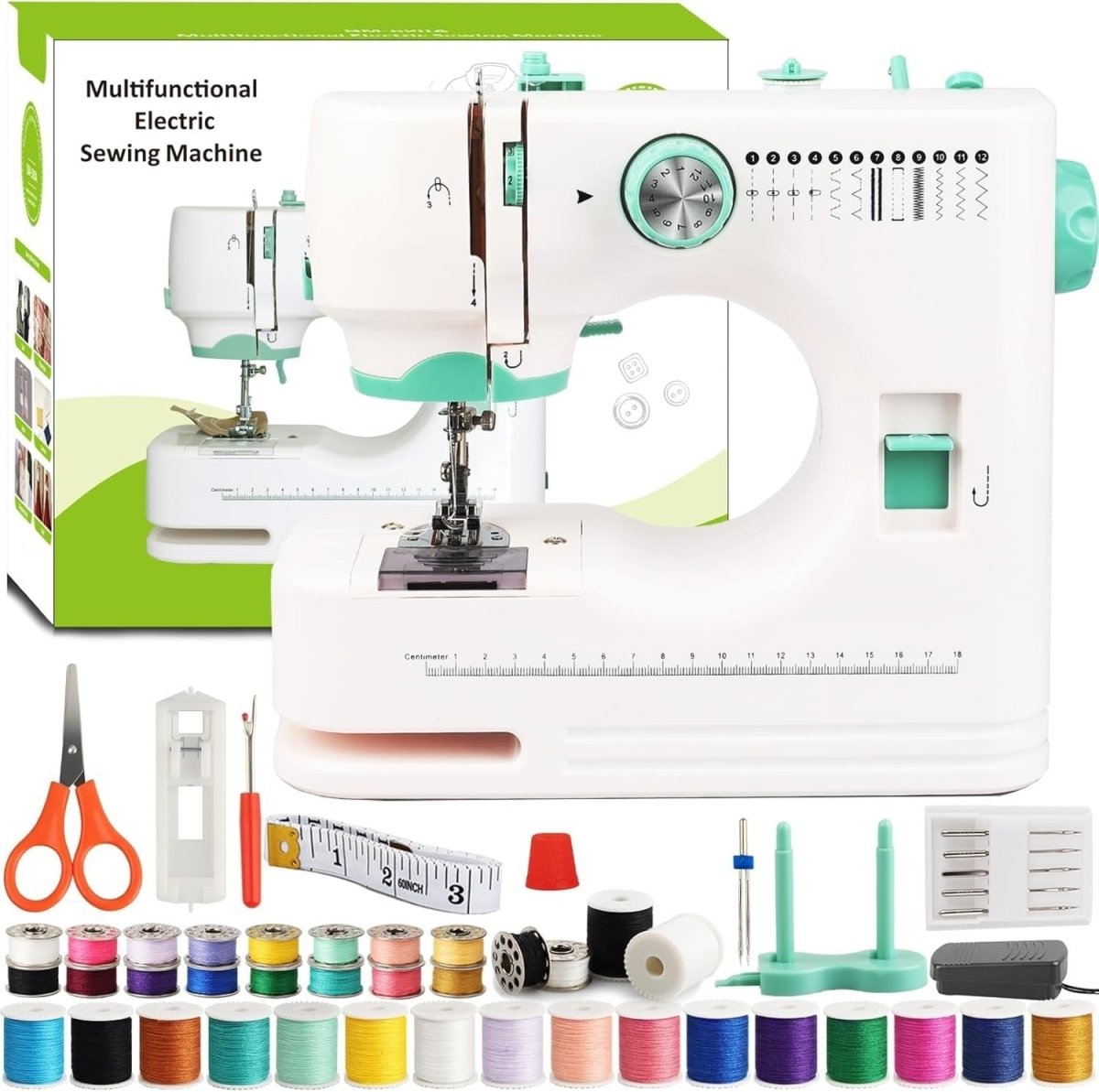 Mini Sewing Machine 12 Stitch Portable Sewing Kit Dual Speed Foot Pedal - Kwikley