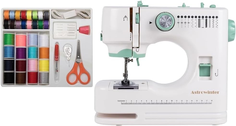 Mini Sewing Machine 12 Stitches Double Needle LED Foot Pedal Kit - Kwikley