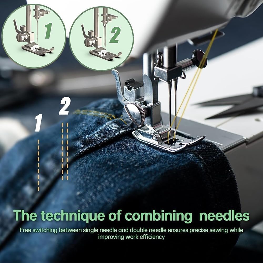 Mini Sewing Machine 12 Stitches Double Needle LED Foot Pedal Kit - Kwikley