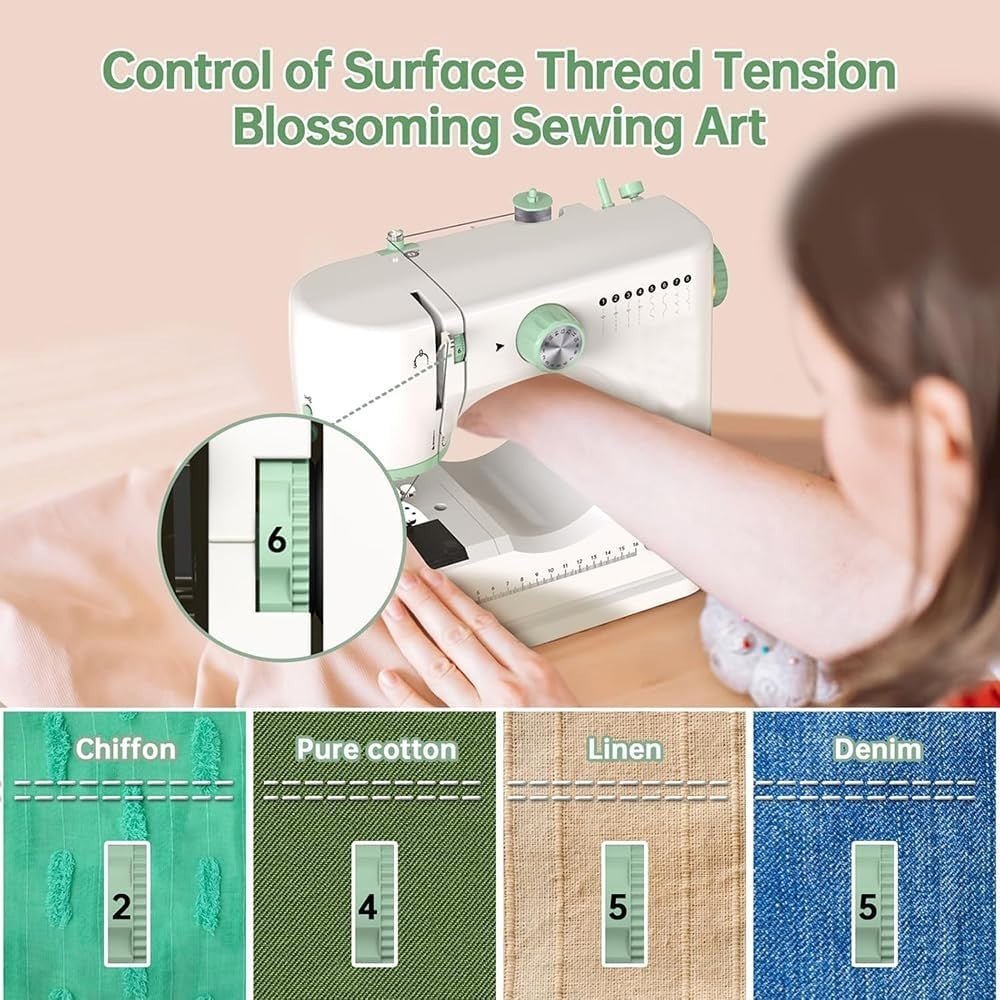 Mini Sewing Machine 12 Stitches Double Needle LED Foot Pedal Kit - Kwikley