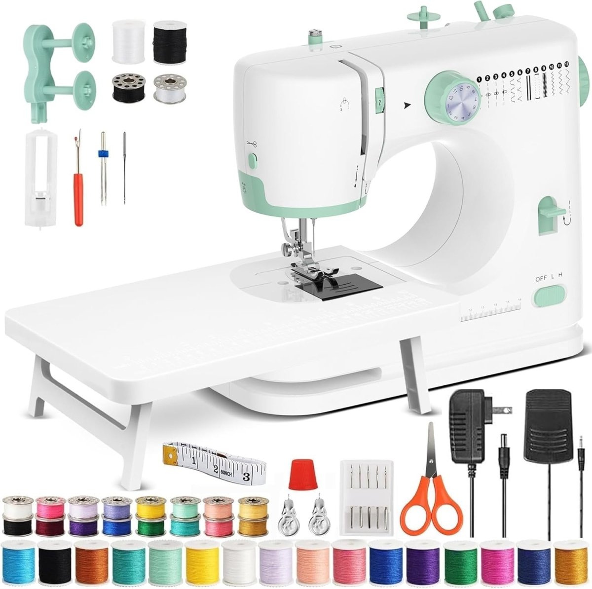 Mini Sewing Machine 12 Stitches Extension Table 42PCS Sewing Kit - Kwikley