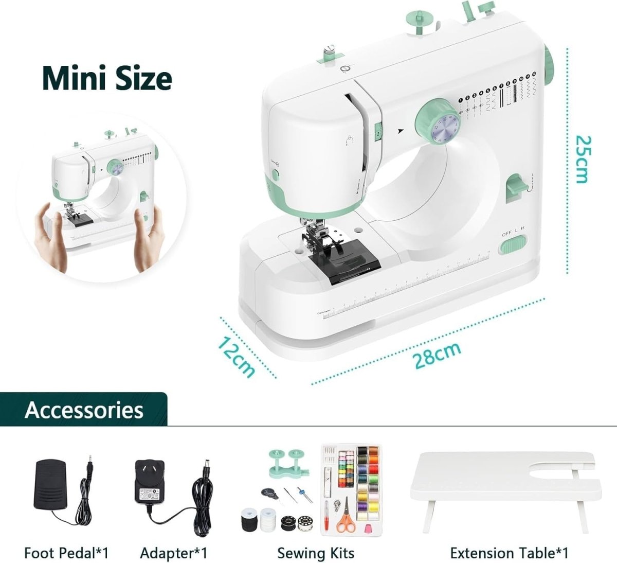 Mini Sewing Machine 12 Stitches Extension Table 42PCS Sewing Kit - Kwikley