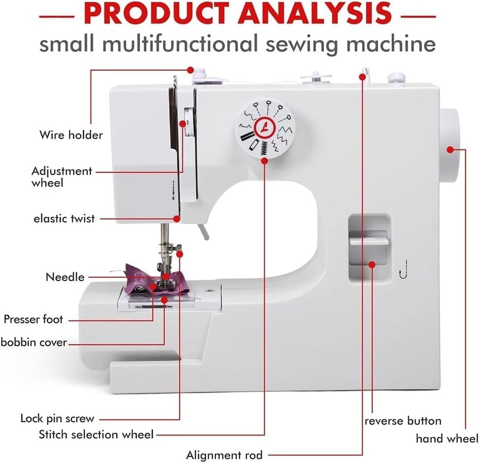 Mini Sewing Machine 12 Stitches Portable Reverse Stitch Foot Pedal - Kwikley