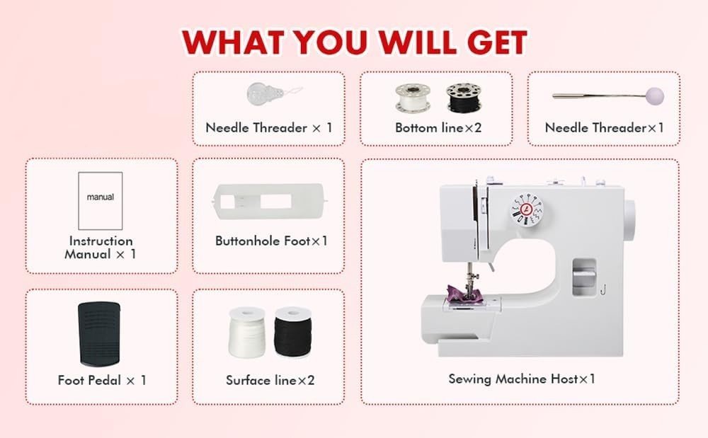 Mini Sewing Machine 12 Stitches Portable Reverse Stitch Foot Pedal - Kwikley