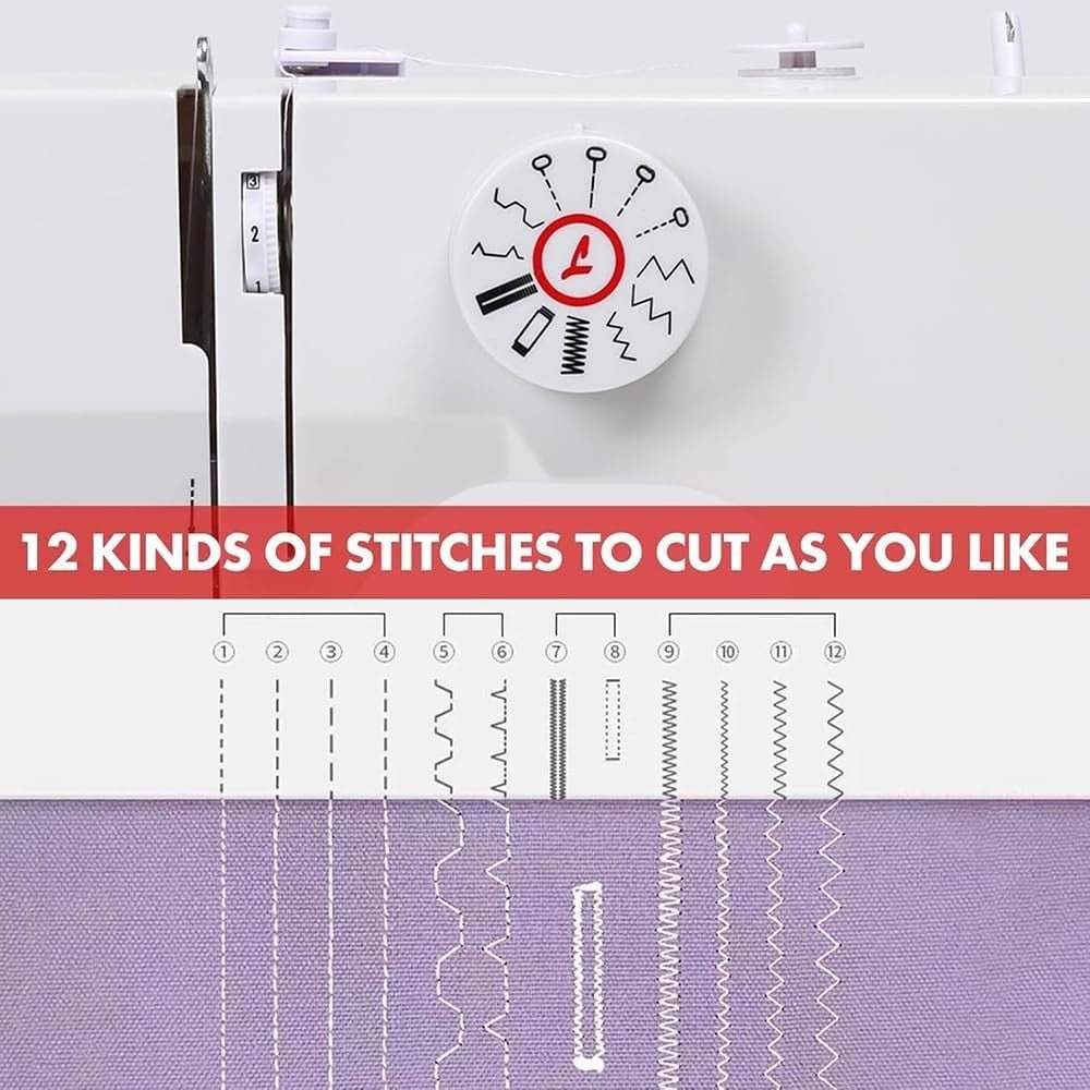 Mini Sewing Machine 12 Stitches Portable Reverse Stitch Foot Pedal - Kwikley