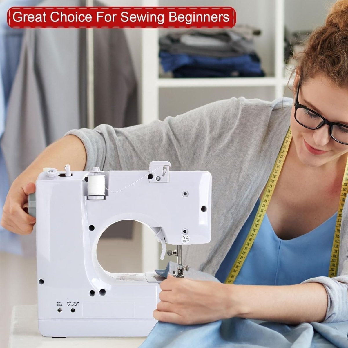 Mini Sewing Machine 14 Stitch Double Speed Reverse Stitch Foot Pedal - Kwikley