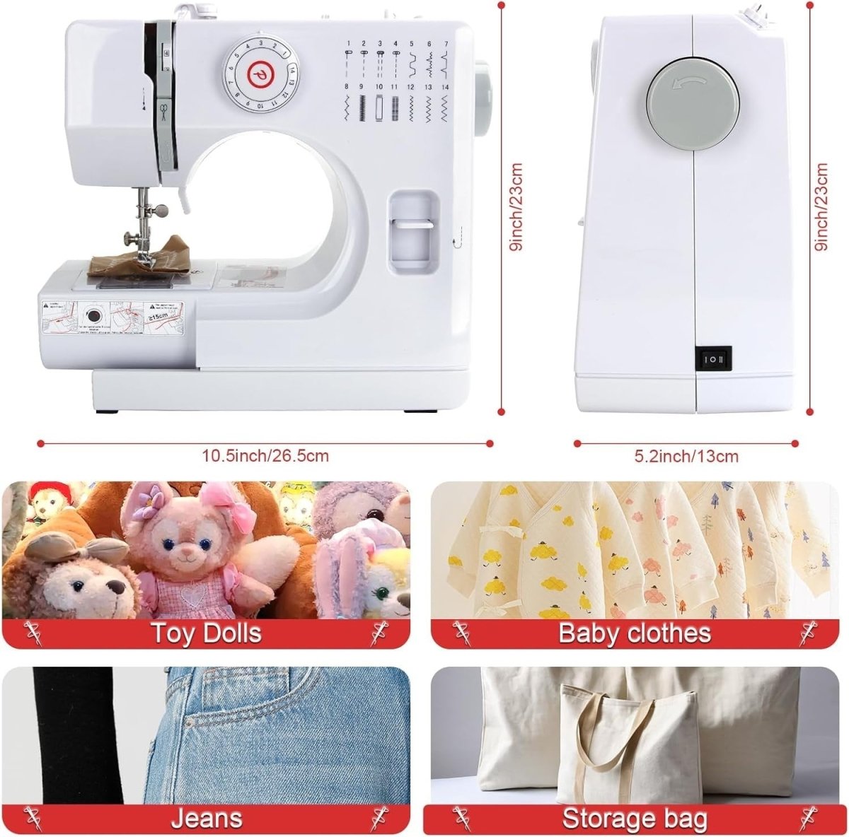 Mini Sewing Machine 14 Stitch Double Speed Reverse Stitch Foot Pedal - Kwikley