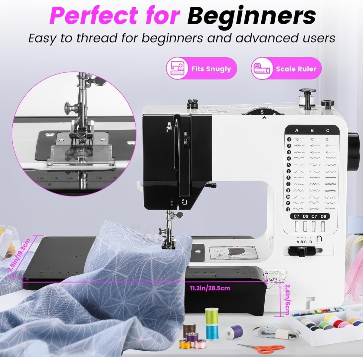 Mini Sewing Machine 38 Stitches Adjustable Speed Foot Pedal Kit - Kwikley