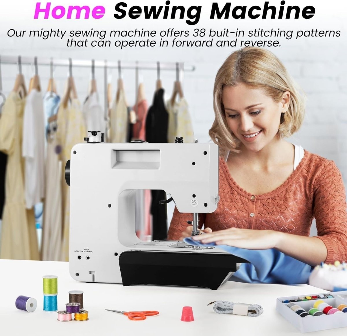 Mini Sewing Machine 38 Stitches Adjustable Speed Foot Pedal Kit - Kwikley